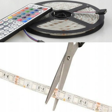 СВЕТОДИОДНАЯ ЛЕНТА 5050 RGB + БЕЛАЯ ВОДОНЕПРОНИЦАЕМАЯ 5м + ПУЛЬТ