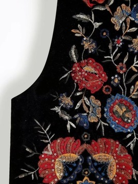 KAMIZELKA HAFTOWANA KWIATY AKSAMITNA BOHO ETNO S
