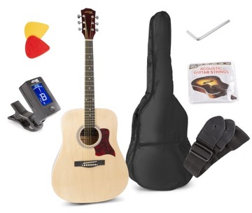 Gitara AKUSTYCZNA+stroik pasek kostki struny etui