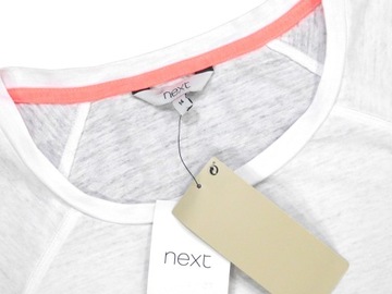 NEXT biały shirt basic bluzka top casual z neonowym printem 42 nowy
