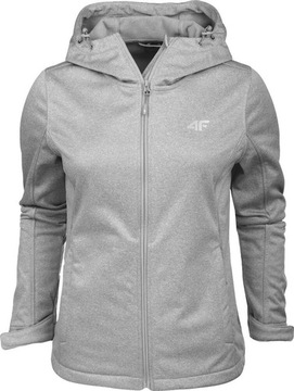 KURTKA PRZEJŚCIOWA SOFTSHELL Z KAPTUREM DAMSKA 4F SZARA H4Z22 r L