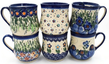 CERAMICZNY KUBEK 6SZT. CERAMIKA STYL BOLESŁAWIEC ZESTAW KUBKÓW