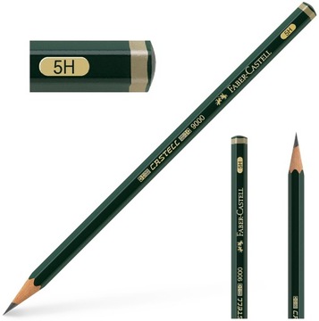 FABER CASTELL Ołówek drewniany grafitowy do szkicowania rysunku 9000 5H