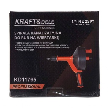 Kraft&Dele KD11765 Спираль канализационная 0,6х7,6см
