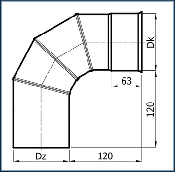 Колено регулируемое, оцинкованное, диаметр чашки 120/90 градусов, DARCO