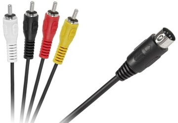 Przewód Audio Kabel DIN 4x RCA cinch 1,5m do Wieży Wzmacniacza Gramofonu