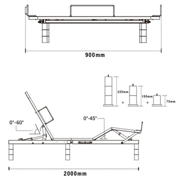 Электрически регулируемый светодиодный каркас кровати Dozee 90x200