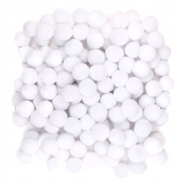 POMPONY DEKORACYJNE MIX BIAŁE 1cm 120 SZT