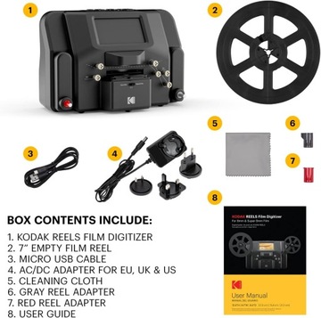 KODAK REELS Сканер слайд-негативов с непрерывной разверткой 8 мм Super 8 мм 1296p