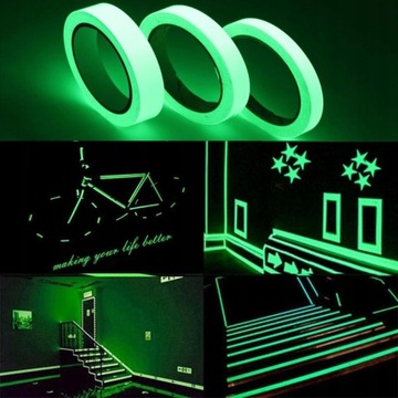 СВЕТЯЩАЯСЯ В ТЕМНОТЕ ФЛУОРЕСЦЕНТНАЯ СВЕТООТРАЖАЮЩАЯ САМОКЛЕЯЩАЯСЯ ЛЕНТА 5м