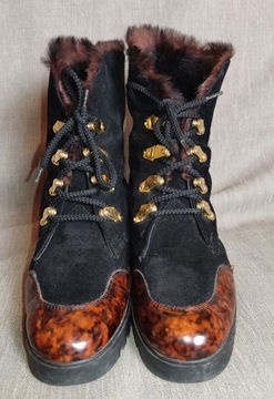 MARCO włoskie zamszowe ocieplane zimowe buty kozaki botki 40