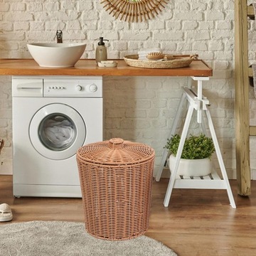 Корзины для хранения Корзина с крышкой Плетеная корзина для мусора для унитаза 23,5x28,5 см