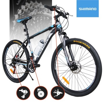 ГОРНЫЙ ВЕЛОСИПЕД SHIMANO 26 ДЮЙМОВ, 18 СКОРОСТЕЙ, ДИСКОВЫЕ ТОРМОЗА, СТАЛЬНАЯ РАМА 18,5 ДЮЙМА