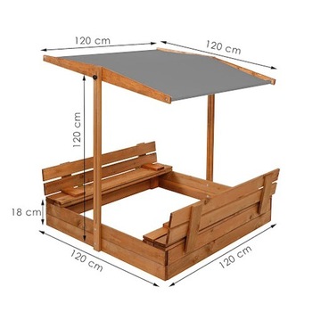 ПЕСОЧНИЦА С КРЫШЕЙ, ДЕРЕВЯННАЯ ПРОПИТКИ, ЗАКРЫТАЯ, 120 см, ПРОИЗВОДИТЕЛЬ