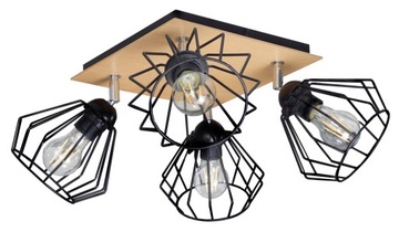 ŻYRANDOL LAMPA PLAFON SUFITOWY LED E27 DREWNO DRUCIAK NOWOCZESNY SALON HOL