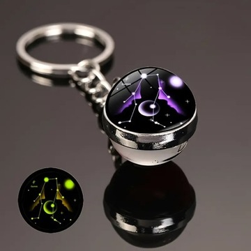 Stylowy brelok ze znakiem zodiaku BLIŹNIĘTA fluorescencyjny, do kluczy, itp