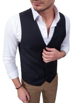 KAMIZELKA MĘSKA ELEGANCKA WIZYTOWA CZARNA 48 pl