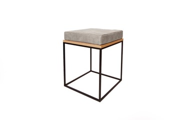 Pufa, stolik Korfu loft drewno, metal czarna