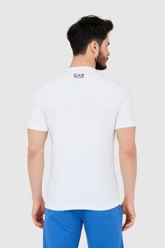 EA7 T-shirt męski biały z dużym czarnym logo M