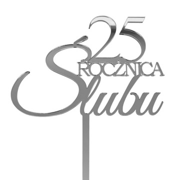 Zestaw dekoracji na tort topper Rocznica z imionami IMIONA srebrne lustro