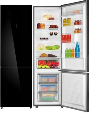 Lodówka wolnostojąca AMICA FK3356.4 STUDIO NoFrost 200cm Cicha praca szkło