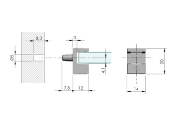 Оконная опора 8 мм с винтом KRISTAL Chrome