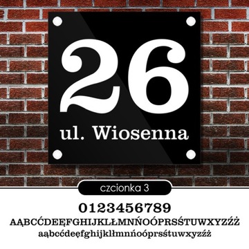 Tablica adresowa adres 3D numer na dom 25x25 czarna - szkło akrylowe