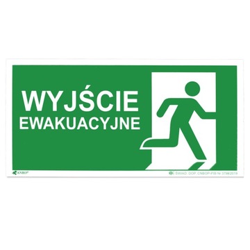TABLICZKA BHP WYJŚCIE EWAKUACYJNE KIERUNEK W LEWO | E002/5 15X30 | ŚWIECĄCA