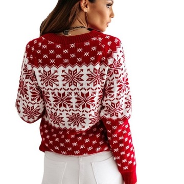 CIEPŁY SWETER ŚWIĄTECZNY ŚNIEŻKI NORWESKI STYL