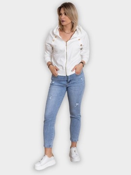 Spodnie jeans damskie M.Sara Boyfriend z przetarciami Niebieskie -XL