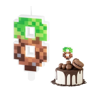 ŚWIECZKA URODZINOWA CYFERKA 8 Z MOTYWEM MINECRAFT KLOCKI CYFRA NA IMPREZĘ