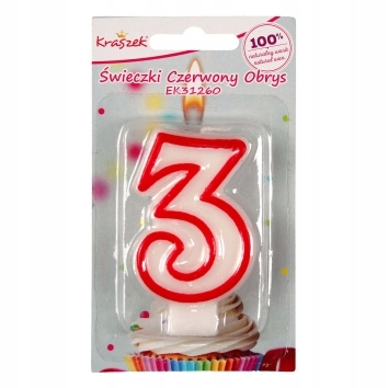 Świeczka na tort cyfra 3 trzy urodziny urodzinowa