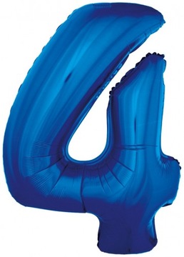 Duży Balon Foliowy Niebieski Cyfra 4 Urodziny 92cm