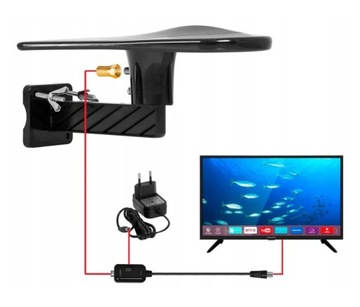 Антенна ACTIVE DVBT2 для наземного телевидения LTE 4K MUX8 + кабельные вилки VAYOX