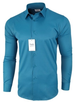 Espada Koszula męska Turkusowa SLIM FIT Bawełna r. 3XL kołnierzyk 47-48