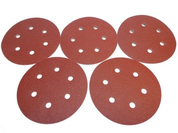 PAPIER ŚCIERNY RZEP 150MM P180 KRĄŻEK OTWORY 5 SZT