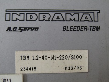 INDRAMAT A.C. SERVO BLEEDER TBM 1.2-40-W1-220/S100
