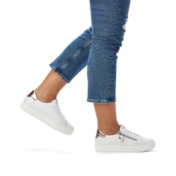 RIEKER - REMONTE Sneakersy, buty, trampki białe skórzane D 0903