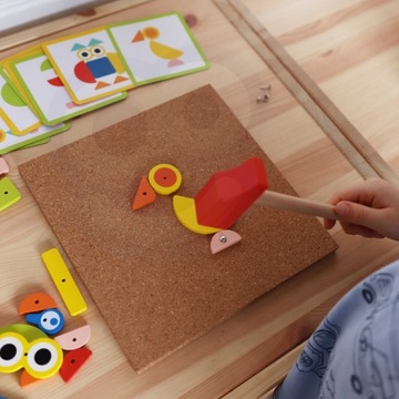 PRZYBIJANKA KORKOWA WBIJANKA DREWNIANA MONTESSORI UKŁADANKA MŁOTEK WOOPIE
