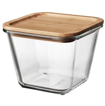IKEA 365 POJEMNIK +POKRYWKA kwadr szkło/BAMBUS 1,2