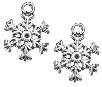 ZAWIESZKI CHARMS ŚNIEŻKI 8szt 16mm ŚNIEŻKA ZAWIESZKA WISIOREK ŚNIEŻYNKA
