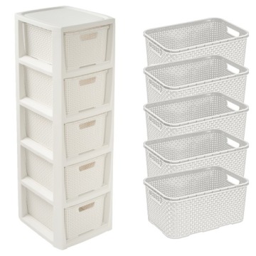 КНИЖНЫЙ ШКАФ-СТОЙКА С 5 КОРЗИНАМИ ИЗ РОТАНГА BRANQ 1728A