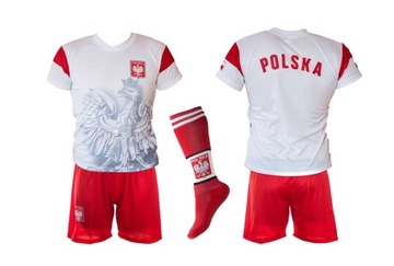 Komplet strój piłkarski Polska duży orzeł 134 cm