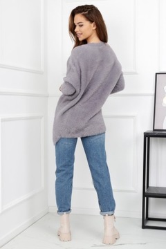 SWETER SWETEREK ALPAKA DAMSKI KOBIECY MODNY WYGODNY SEREK SZARY 2191