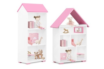ДЕТСКИЙ КНИЖНЫЙ ШКАФ БЕЛЫЙ РОЗОВЫЙ ДОМ НАБОР
