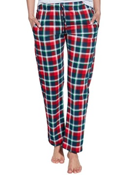 Spodnie piżamowe Cornette 690/38 S-2XL damskie XXL czerwony-kratka