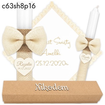 КРЕЩЕННАЯ ОДЕЖДА И СВЕЧА БЕЛАЯ С ВЫШИВКОЙ КРЕЩЕННАЯ ОДЕЖДА БОХО КОРОБКА +