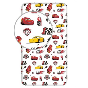 Prześcieradło z gumką bawełna 90x200cm Auta Cars McQueen