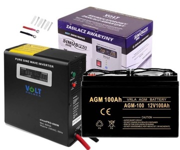 ZASILACZ AWARYJNY PRZETWORNICA UPS 800W PIEC OC+ AKUMULATOR 100 Ah AGM VRLA