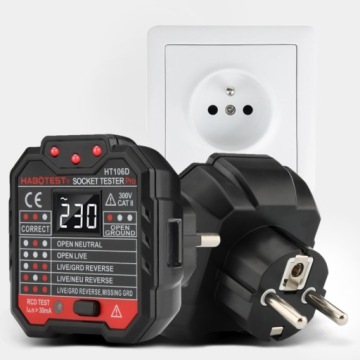 ТЕСТЕР ЭЛЕКТРИЧЕСКИХ РОЗЕТОК С ЖК-ДИСПЛЕЕМ RCD TEST